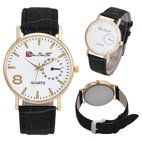 Men's Leather Band Analog Quartzsiness