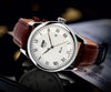 Men's Leather Calendar Stell Dial Quartz Analog Watch